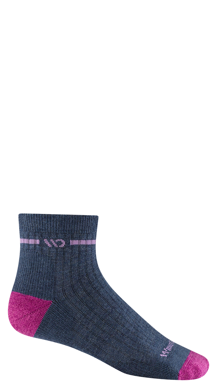 9501 Women's Single Stripe Cushioned Quarter Socks by Wide Open