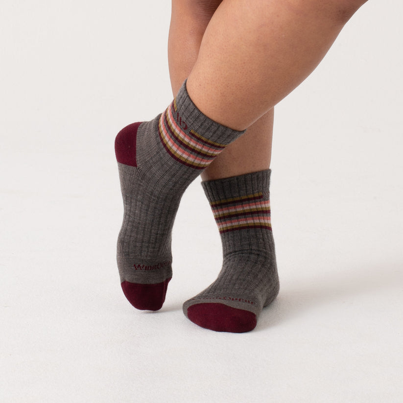 9502 Women's Multi Stripe Cushioned Micro Crew Socks by Wide Open