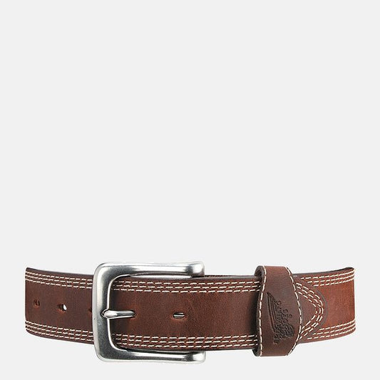 Brown Triple Stitch Leather Belt by Red Wing